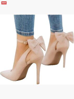 4-Inch Stiletto Heels with Bow Back and Removable Ankle Strap Pumps